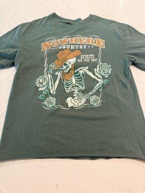 Awake Short Sleeve Tee in Green with Orange Accent